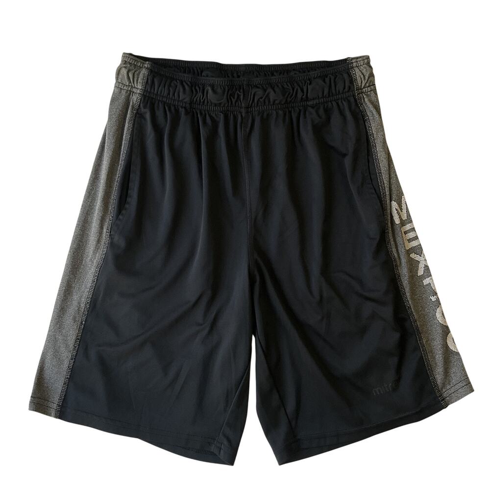 Mitre Men Activewear Shorts M Black Sweat 9" Inseam Elastic Waist 27” Waist
